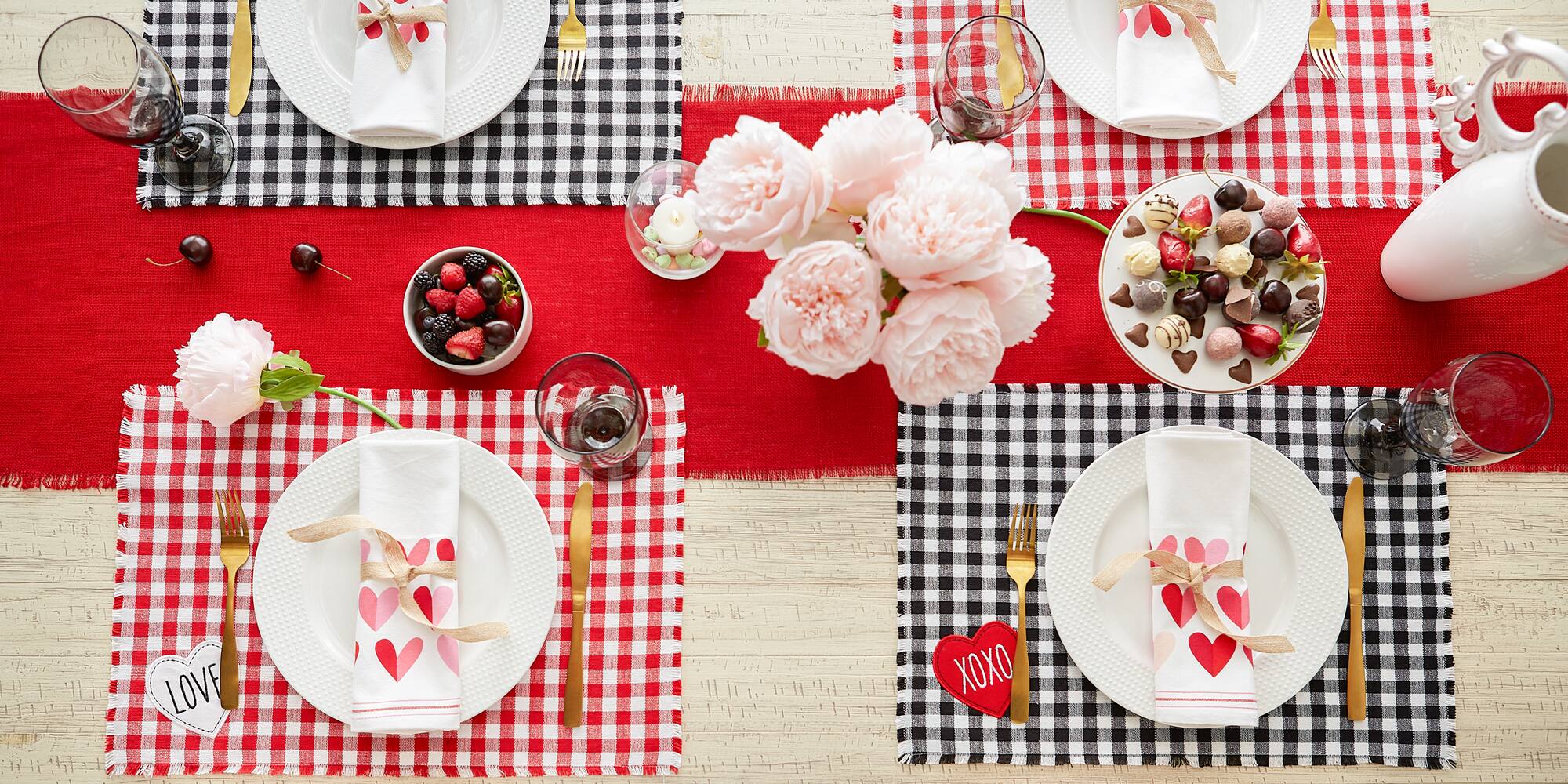 DII® Love and Xoxo Checkers Embellished Placemats (Set of 4)